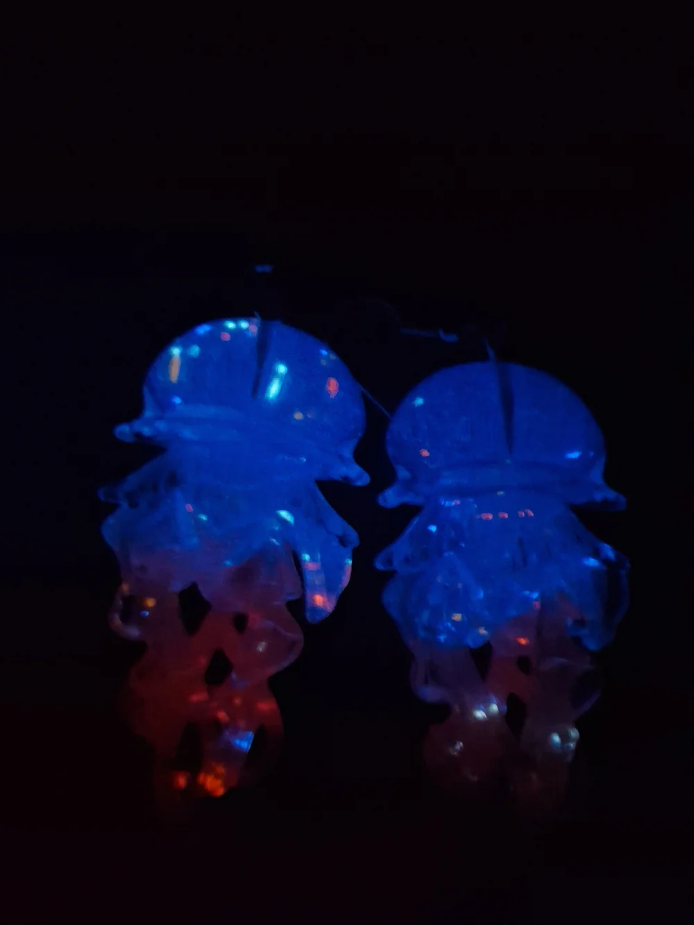 Glow In The Dark Jellyfish Drop Earrings for Kids - Blue & Pink